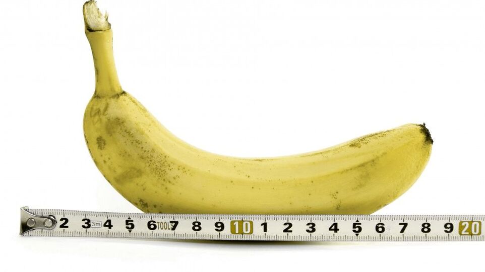 măsurarea penisului după mărirea cu gel folosind exemplul unei banane