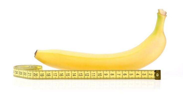 măsurarea penisului înainte de mărire folosind exemplul unei banane